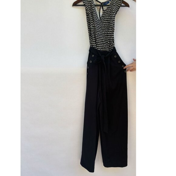 Apt.9 Romper, NWT, Flat Front with Sailor Buttons, Pockets, Tie Belt, Size M - Picture 1 of 3